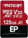 Карта пам'яті microSDXC (UHS-1 U3) Patriot EP Series 128Gb class 10 V30 (R-100MB/s, W-80MB/s) (adapter SD) (PEF128GEP31MCX) [802841], фото 1