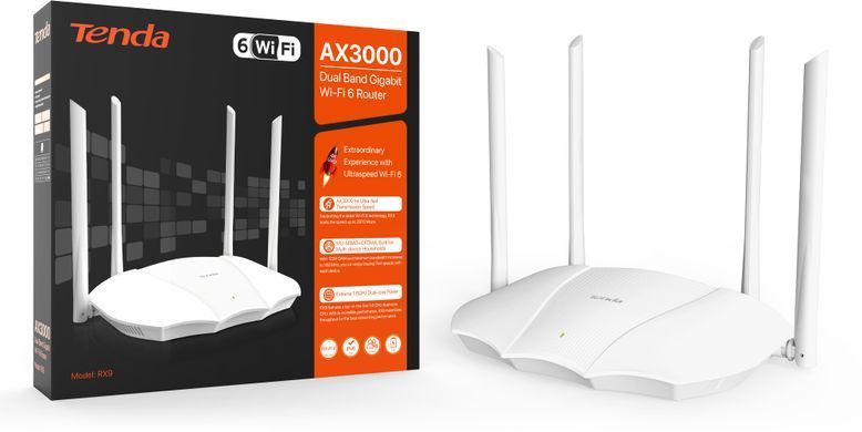 Маршрутизатор TENDA AX3000, 3xGE LAN, 1xGE WAN (RX9) [104713]