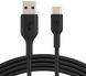 Кабель USB-A > USB-C заряджання/синхронізації Belkin 2м, 15Вт, Type-C, PVC, чорний (CAB001BT2MBK) [112255], фото 1