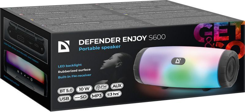 Акустична система 1.0 Defender Enjoy S600 10W, Light/BT/FM/USB/TF/AUX (65603) [405256]