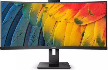 Монітор TFT 34" Philips 34B1U5600CH, WQHD, VA, 100Гц, вигнутий, HDMI, DP, USB-C, RJ-45, USB-hub, webcam, HAS (34B1U5600CH/00) [405602]