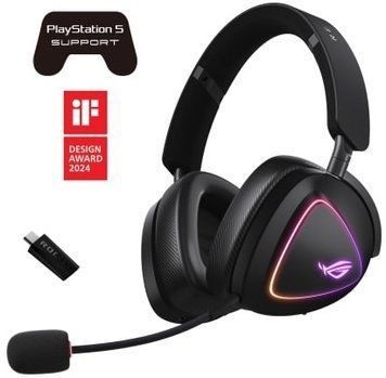Гарнітура ігрова ASUS ROG Delta II, 3.5мм/BT/WL, RGB, 2м, чорний (90YH03W0-BHUA00) [107450]
