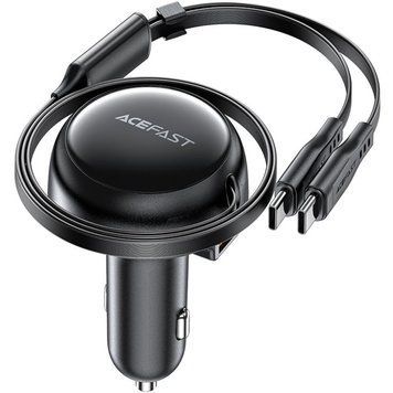 Автозарядка 3xUSB 53W (2xUSB-C+USB-A) + cable USB-C 2in1 B13 Acefast (6974316282921) [402154]