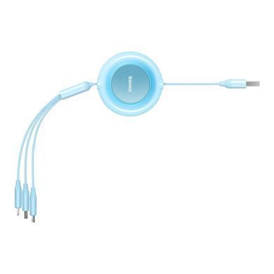Кабель Baseus Bright Mirror 2 Series Retractable 3-in-1 Fast Charging Data Cable USB to M+L+C 3.5A 1.1m Sky Blue (CAMJ010017) [802628]