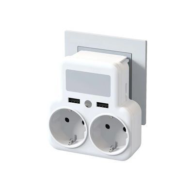 Мережевий зарядний пристрій XO WL09 (2 розетки 4000W; 2USB 2.4A) White (WL09.white) [603302]