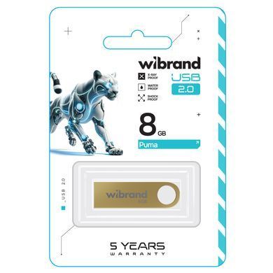 Флеш-накопичувач Wibrand USB 2.0 Puma 8Gb Gold (WI2.0/PU8U1G) [803028]
