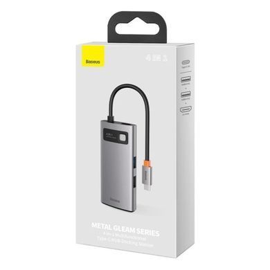 USB-хаб Baseus Metal Gleam Series 4-in-1 Multifunctional Type-C HUB Docking Station Gray（Type-C to HDMI*1+USB3.0*1+USB2.0*1+PD*1） (CAHUB-CY0G) [802767]