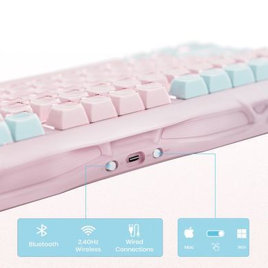 Клавіатура механічна GravaStar Mercury K1 Lite 80keys, GravaStar x BSUN Grey, BT/WL/USB, Lumen Rose (GSK1LITE_PM_PNK) [114417]