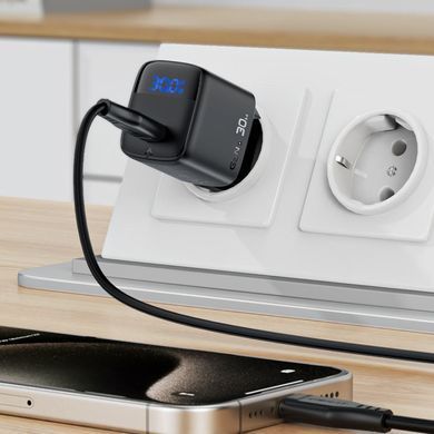 Зарядний пристрій 1xUSB-C 30W Gan A115 Fast Charger + USB-C cable black Acefast (6974316284451) [404515]