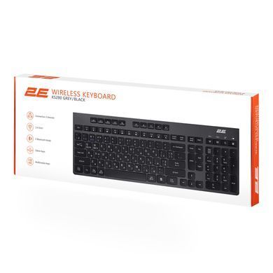 Клавіатура мембранна 2E KS280 120key, WL/BT, EN/UK/RU, silent, чорно-сіра (2E-KS280WBGR_AK) [13630]