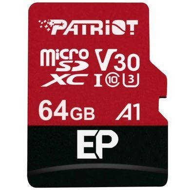Карта пам`ятi MicroSDXC 64GB UHS-I/U3 Class 10 Patriot EP A1 R90/W80MB/s + SD-adapter (PEF64GEP31MCX) [606969]