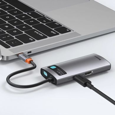 USB-хаб Baseus Metal Gleam Series 4-in-1 Multifunctional Type-C HUB Docking Station Gray（Type-C to HDMI*1+USB3.0*1+USB2.0*1+PD*1） (CAHUB-CY0G) [802767]