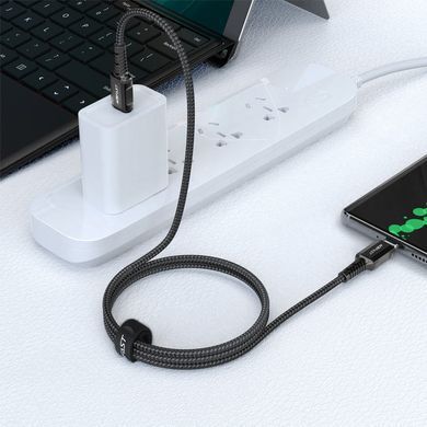 Кабель ACEFAST C1-03 Type-C to Type-C 3A, 1.2m, nylon, aluminum connectors, Black (6974316280521) [803666]