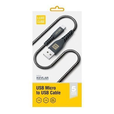 Кабель Luxe Cube Kevlar USB - micro USB (M/M), 1.2 м, чорний (8886668686242) [603779]