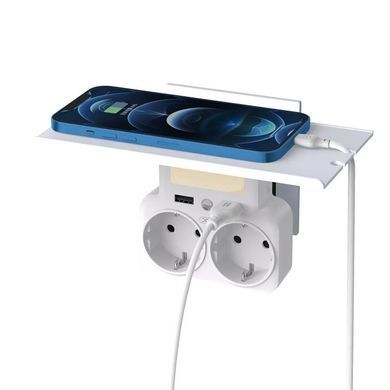 Мережевий зарядний пристрій XO WL09 (2 розетки 4000W; 2USB 2.4A) White (WL09.white) [603302]