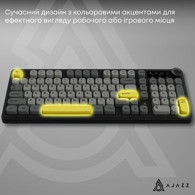 Клавіатура бездротова Ajazz AF98 Plus Black Gray Yellow (AF98-PLUS-BGY) [617001]