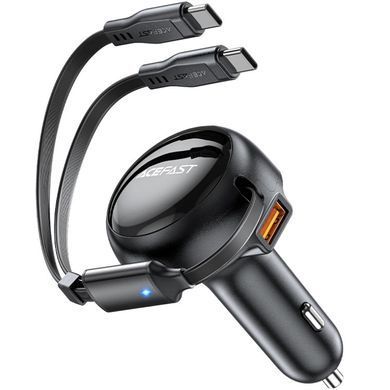 Автозарядка 3xUSB 53W (2xUSB-C+USB-A) + cable USB-C 2in1 B13 Acefast (6974316282921) [402154]