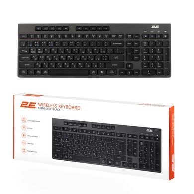 Клавіатура мембранна 2E KS280 120key, WL/BT, EN/UK/RU, silent, чорно-сіра (2E-KS280WBGR_AK) [13630]