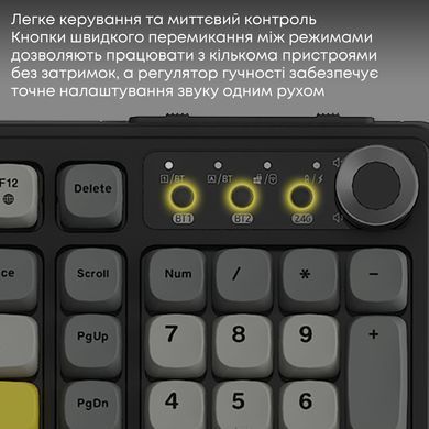 Клавіатура бездротова Ajazz AF98 Plus Black Gray Yellow (AF98-PLUS-BGY) [617001]