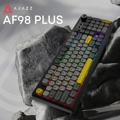 Клавіатура бездротова Ajazz AF98 Plus Black Gray Yellow (AF98-PLUS-BGY) [617001]
