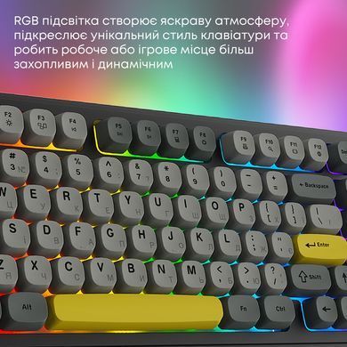 Клавіатура бездротова Ajazz AF98 Plus Black Gray Yellow (AF98-PLUS-BGY) [617001]