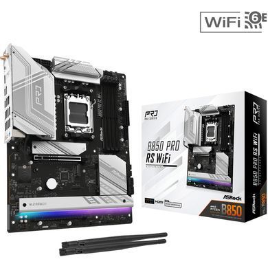 Материнська плата ASRock (AM5/B850, 4*DDR5, 2xPCIex16, HDMI/DP, 4xSATAІІІ,4xM.2, 2.5GLan, ATX) (B850 Pro RS WiFi) [404606]