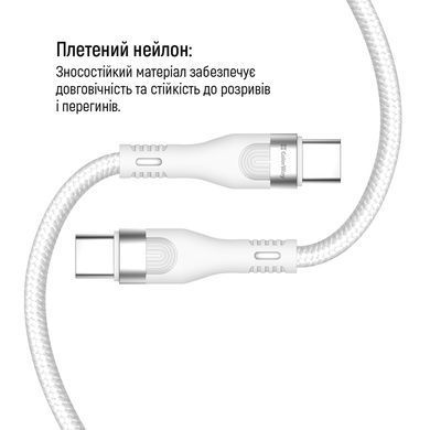 Кабель ColorWay USB Type-C + USB Type-C (M/M), 5.0 А, 1 м, White (CW-CBPDCC065-WT) [604174]