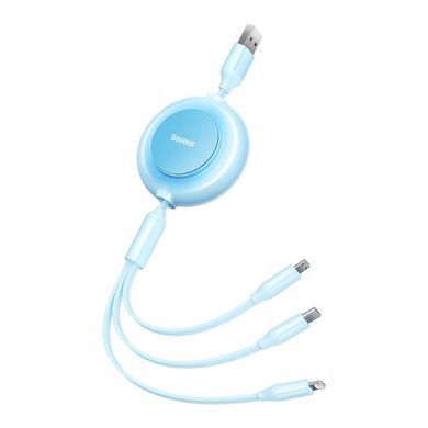 Кабель Baseus Bright Mirror 2 Series Retractable 3-in-1 Fast Charging Data Cable USB to M+L+C 3.5A 1.1m Sky Blue (CAMJ010017) [802628]