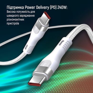 Кабель ColorWay USB Type-C + USB Type-C (M/M), 5.0 А, 1 м, White (CW-CBPDCC065-WT) [604174]