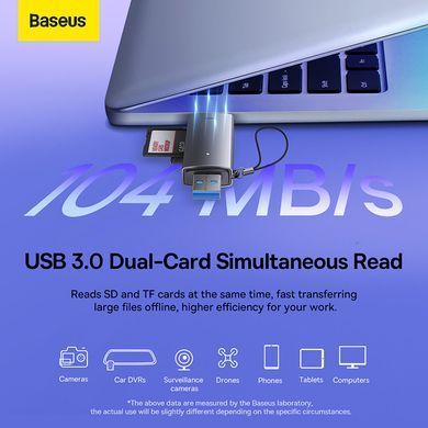 Кардрідер Baseus Lite Series USB-A & Type-C to SD/TF Card Reader Grey (WKQX060113) [806518]
