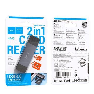 Кардрідер Hoco HB45 Spirit 2-in-1 USB-USB Type-C 3.0 Black (6942007620529) [614875]
