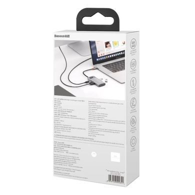 USB-хаб Baseus Metal Gleam Series 4-in-1 Multifunctional Type-C HUB Docking Station Gray（Type-C to HDMI*1+USB3.0*1+USB2.0*1+PD*1） (CAHUB-CY0G) [802767]