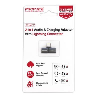 Адаптер Promate iHinge Lightning - 2хLightning (M/F) Black (ihinge-lt.black) [604314]