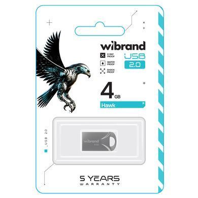Флеш-накопичувач Wibrand USB 2.0 Hawk 4Gb Silver (WI2.0/HA4M1S) [802915]