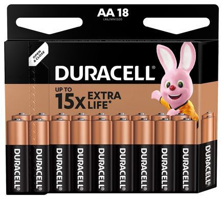 Лужні батарейки Duracell AA, 18 шт. (5006192/5014449) [203682]