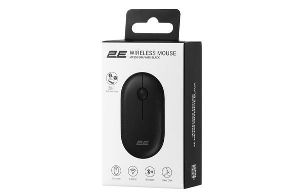 Миша 2E MF300 Silent, WL/BT, графітово-чорний (2E-MF300WBK) [104014]