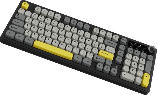 Клавіатура бездротова Ajazz AF98 Plus Black Gray Yellow (AF98-PLUS-BGY) [617001]