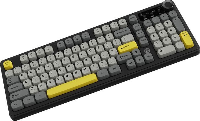 Клавіатура бездротова Ajazz AF98 Plus Black Gray Yellow (AF98-PLUS-BGY) [617001]