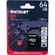 Карта пам'яті microSDXC (UHS-1 U3) Patriot EP Series 64Gb class 10 V30 (R-100MB/s, W-80MB/s) (adapter SD) (PEF64GEP31MCX) [802843], фото 2
