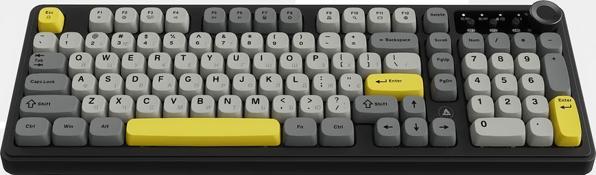 Клавіатура бездротова Ajazz AF98 Plus Black Gray Yellow (AF98-PLUS-BGY) [617001]